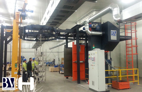 Hook shot blasting machine